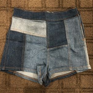 Free People patchwork jean shorts